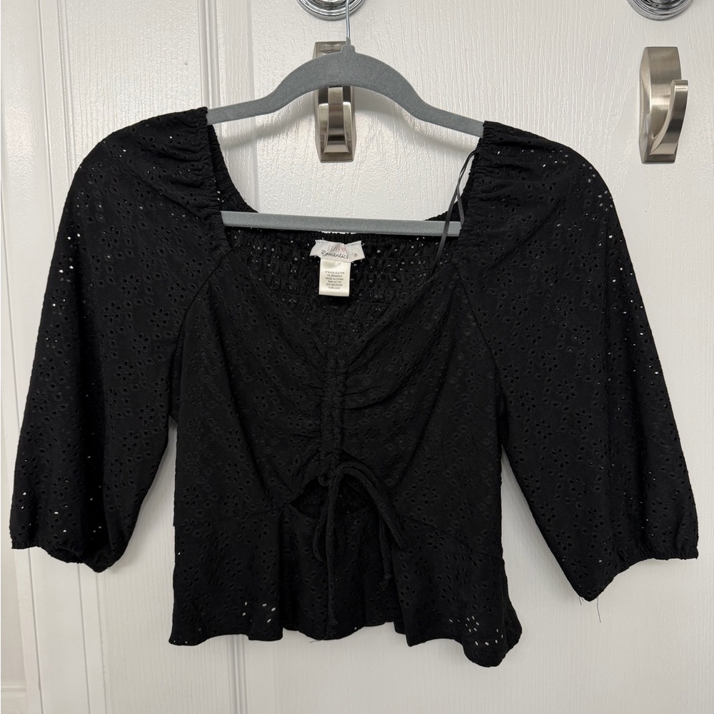 Black Eyelet Women's Top